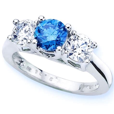 manufactured blue diamond engagement ring.